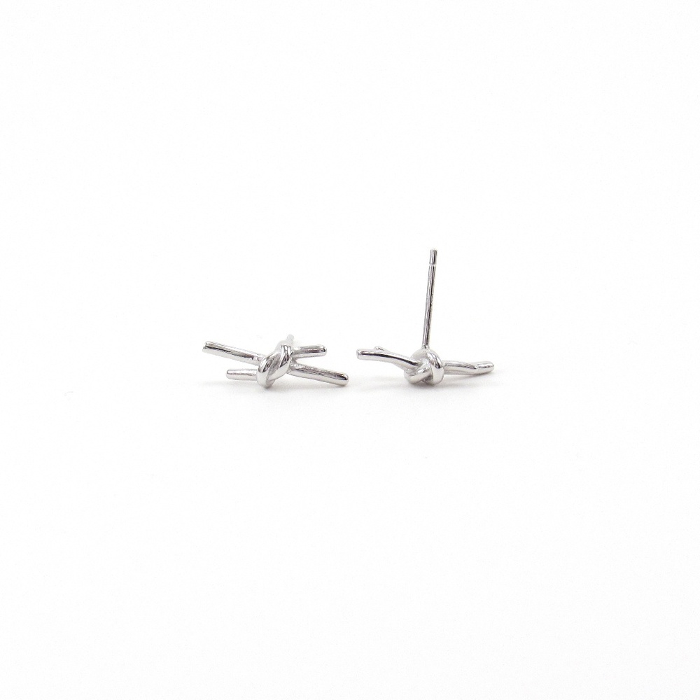 Knot Stud Earrings 925 Sterling Silver Barb Wire